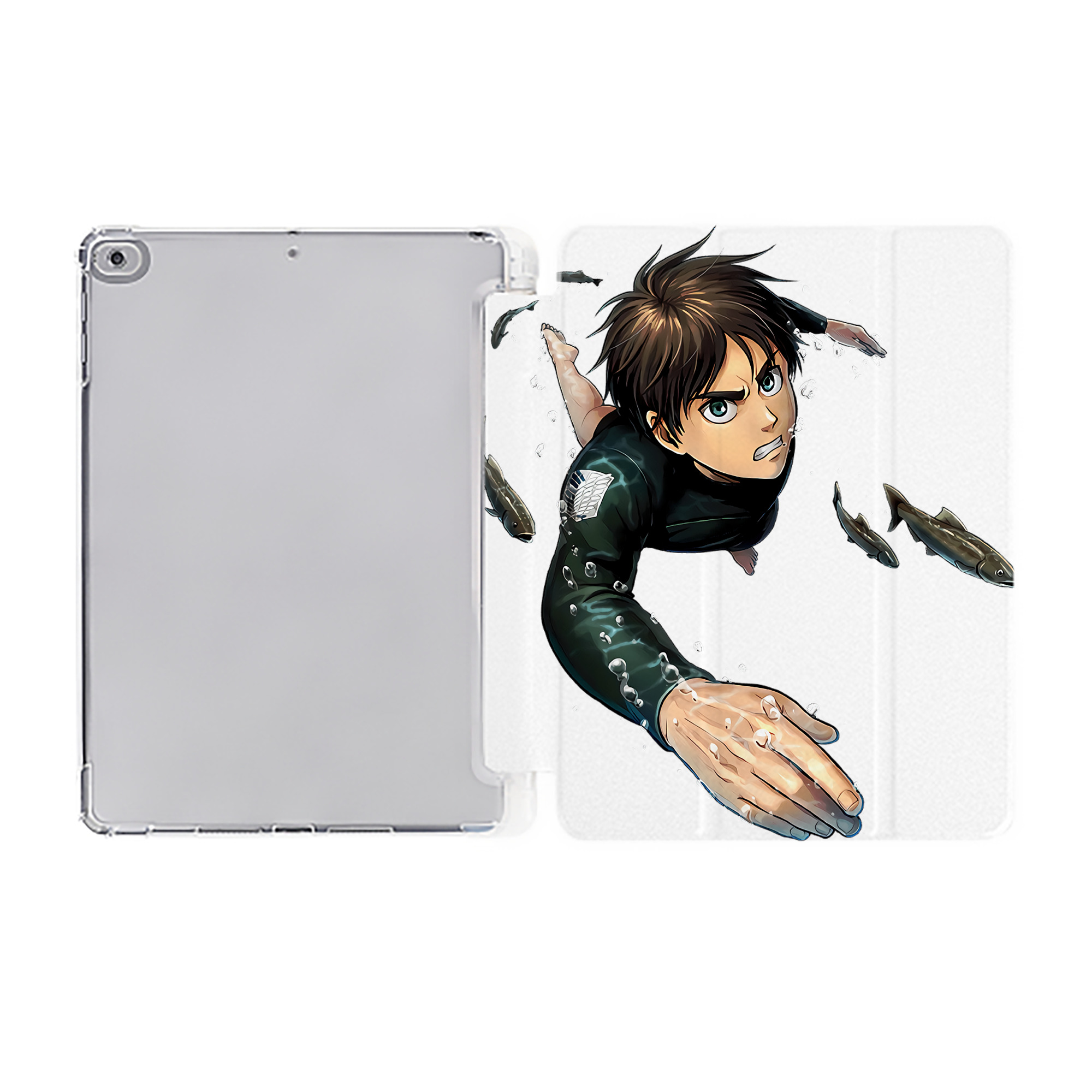 （画像用） 進撃の巨人 エレン･イェーガー Attack on Titan Eren Jäger IPad ケース ペン収納付き 三つ折りスタンド PUレザー×シリコン 対応機種9.5/10.5/10.9インチ